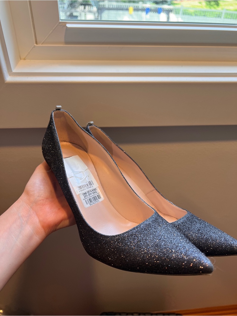 SJP by Sarah Jessica Parker Black Glitter Pointed Toe Pumps